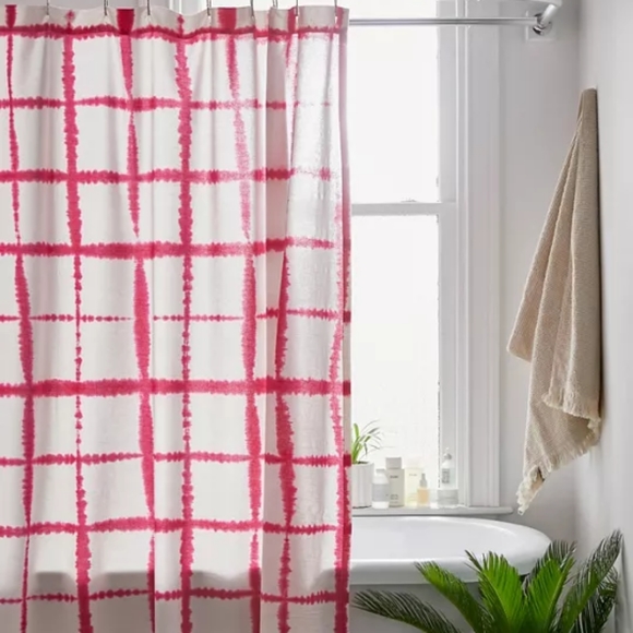 Urban Outfitters Bath Nwt Uo Libby Pink Griddye Shower Curtain